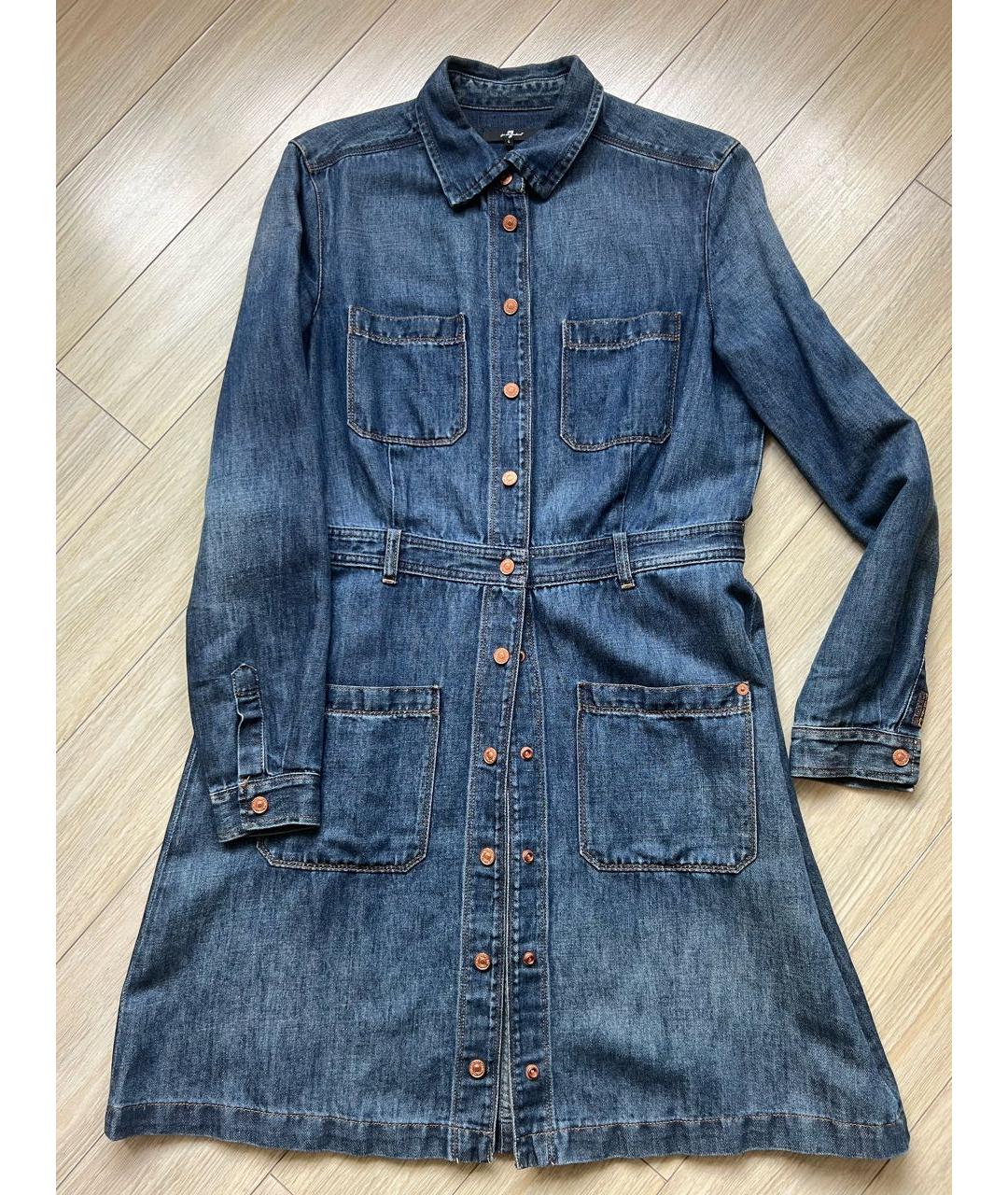 7 FOR ALL MANKIND Синее деним повседневное платье, фото 5
