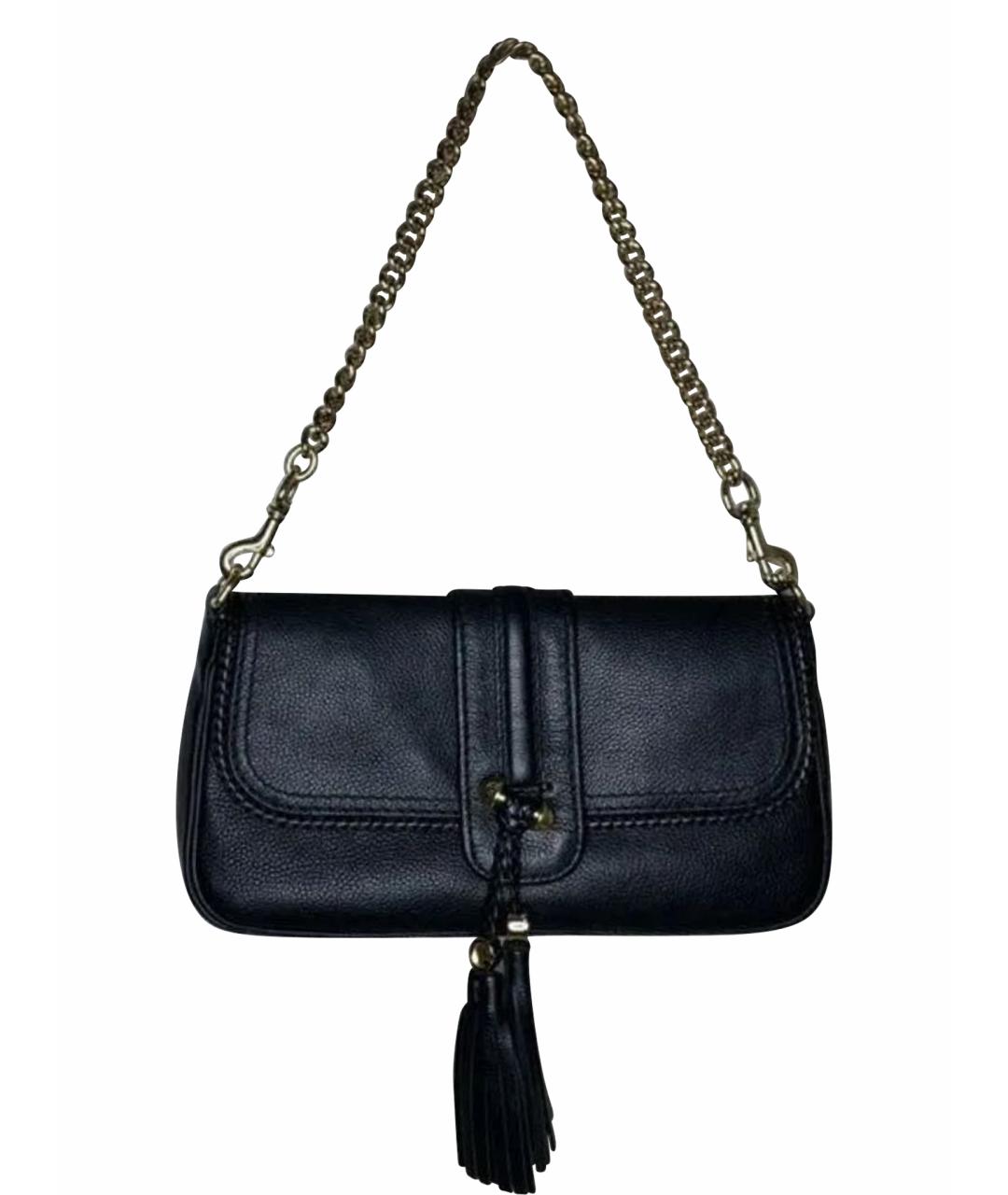 GUCCI Черная кожаная сумка с короткими ручками, фото 1