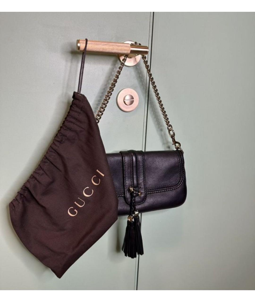 GUCCI Черная кожаная сумка с короткими ручками, фото 4