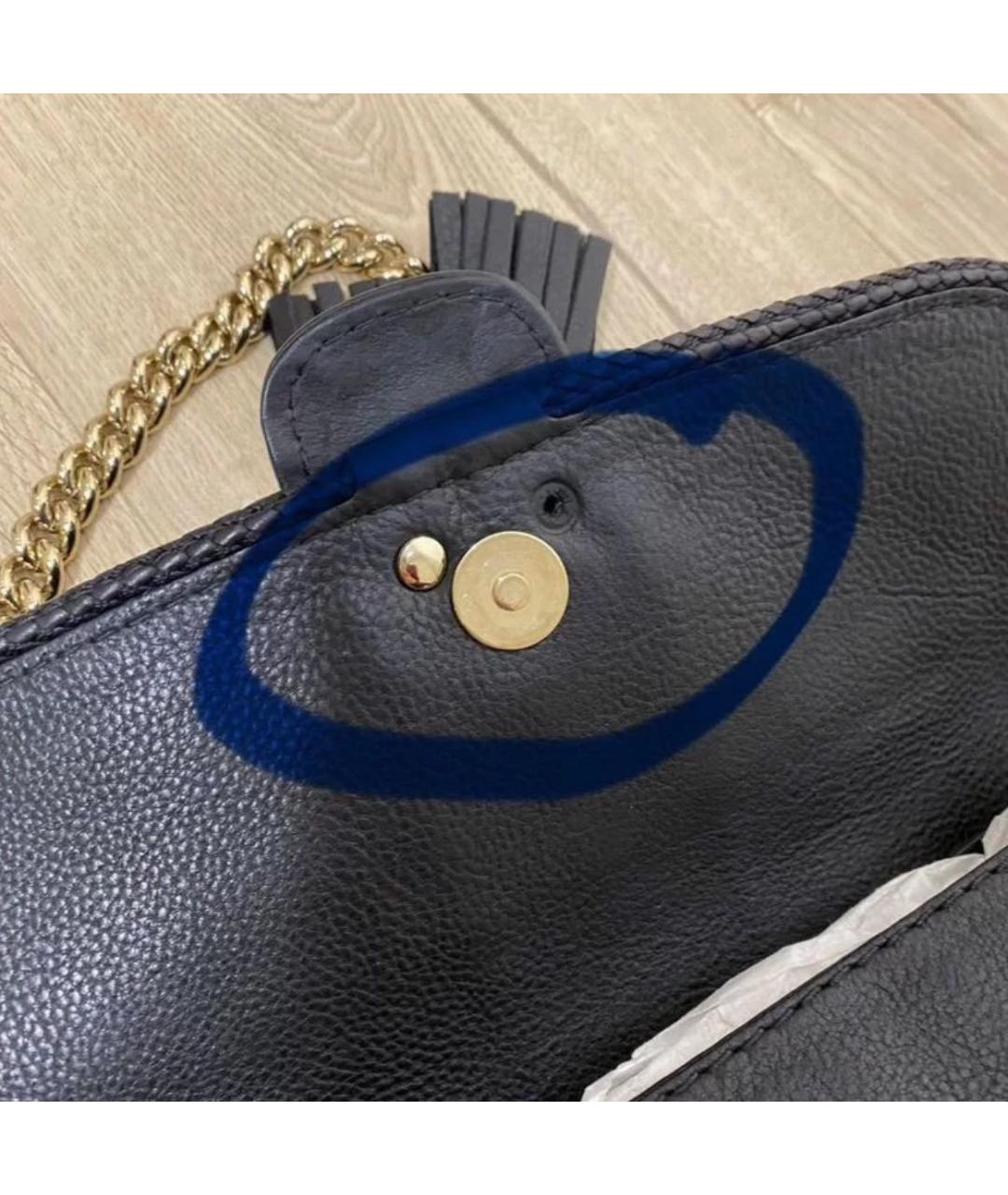 GUCCI Черная кожаная сумка с короткими ручками, фото 7