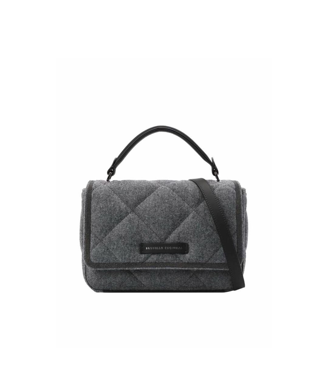 BRUNELLO CUCINELLI Серая тканевая сумка через плечо, фото 9