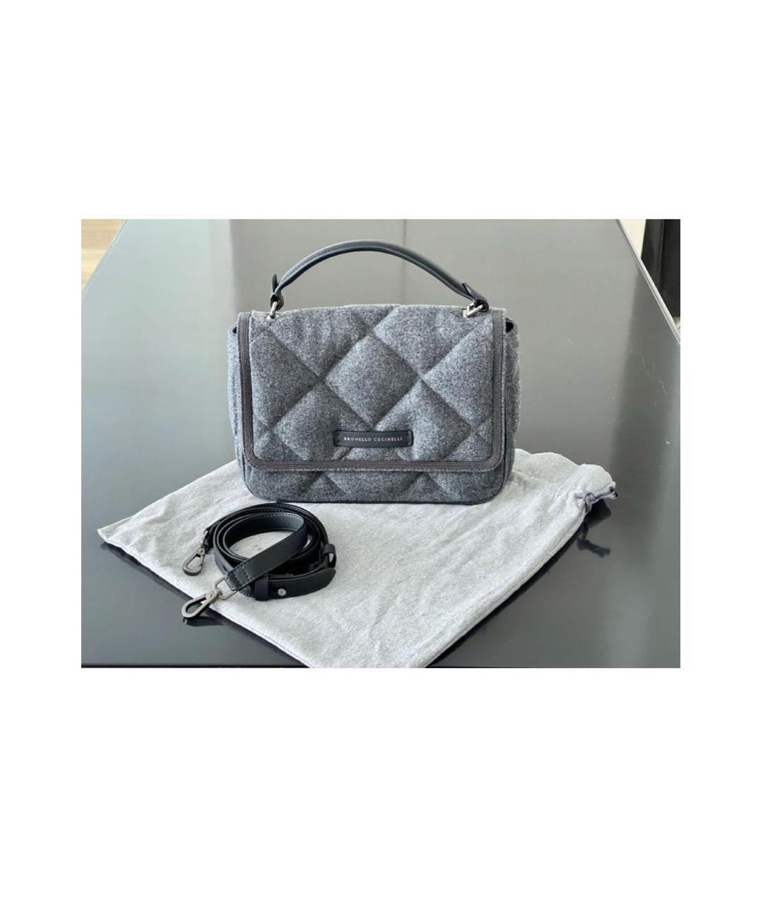 BRUNELLO CUCINELLI Серая тканевая сумка через плечо, фото 2