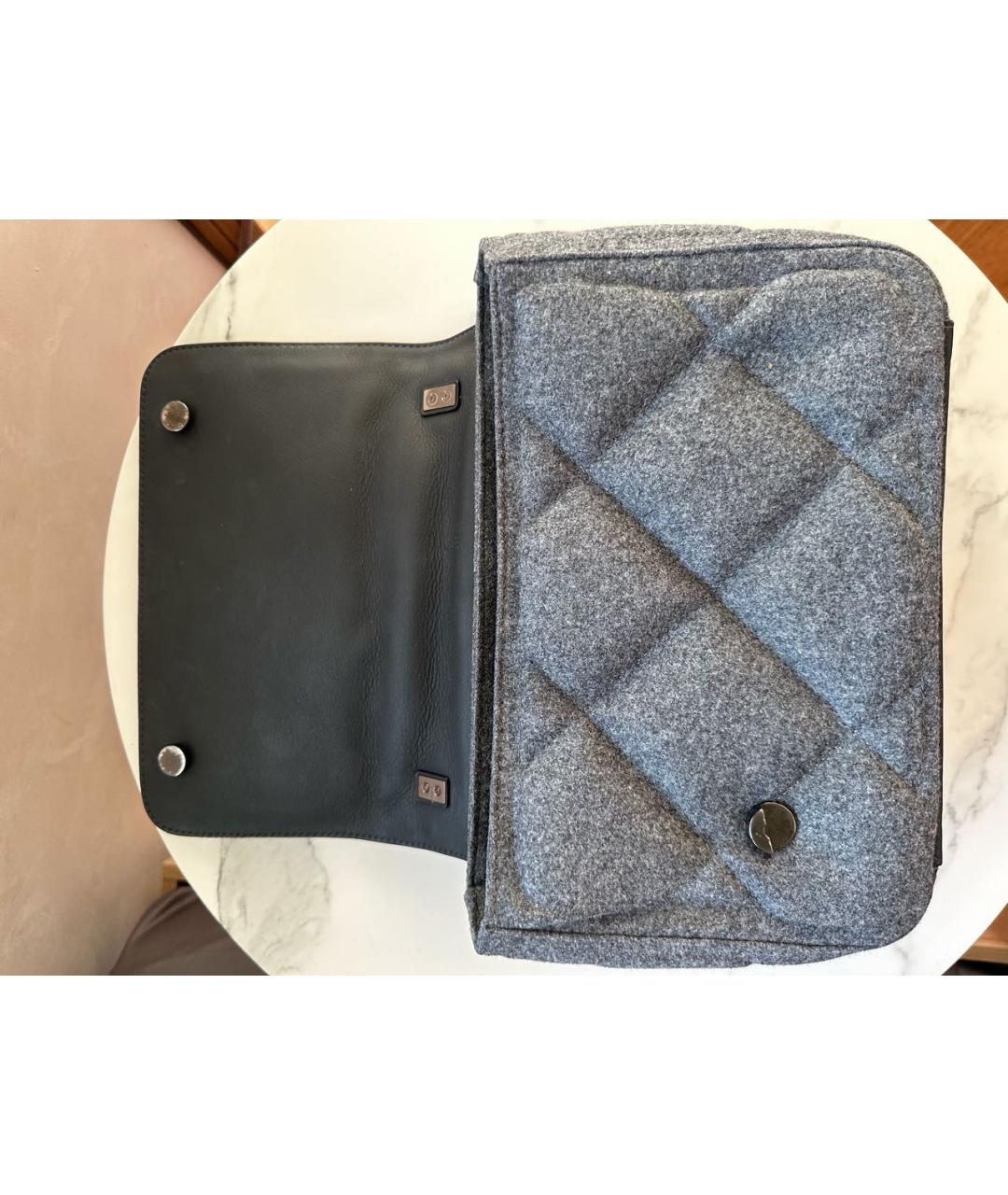 BRUNELLO CUCINELLI Серая тканевая сумка через плечо, фото 7