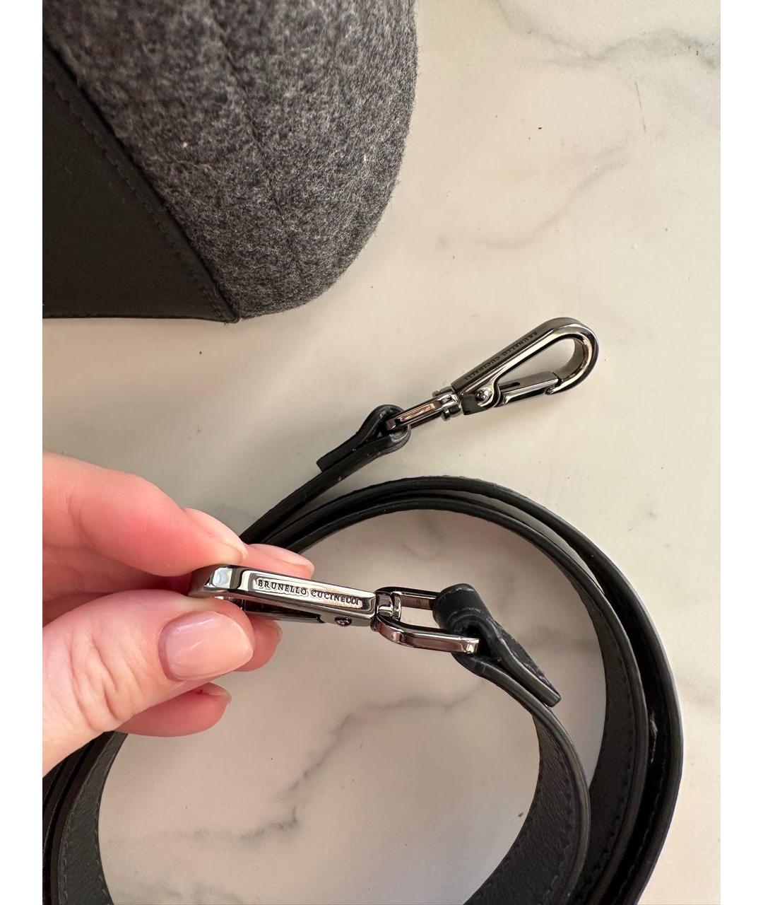 BRUNELLO CUCINELLI Серая тканевая сумка через плечо, фото 4