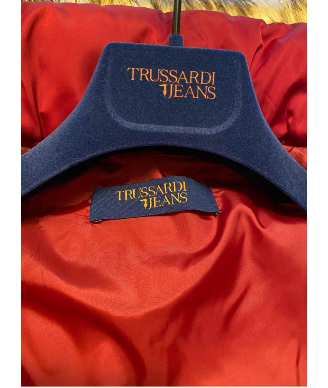 TRUSSARDI JEANS Бордовый полиамидовый пуховик, фото 3