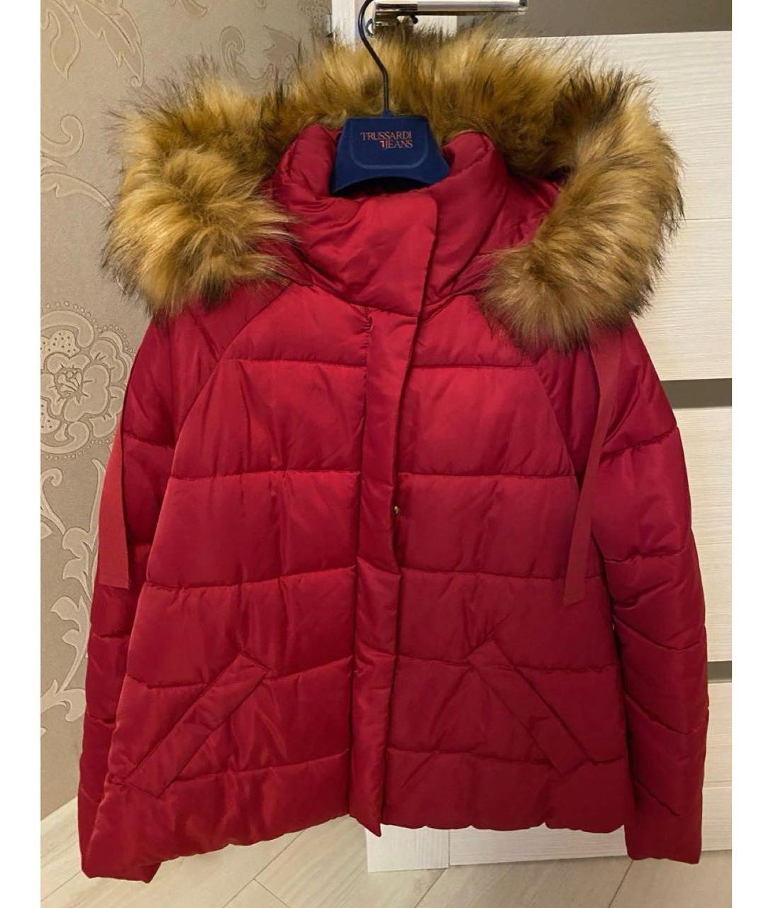 TRUSSARDI JEANS Бордовый полиамидовый пуховик, фото 6