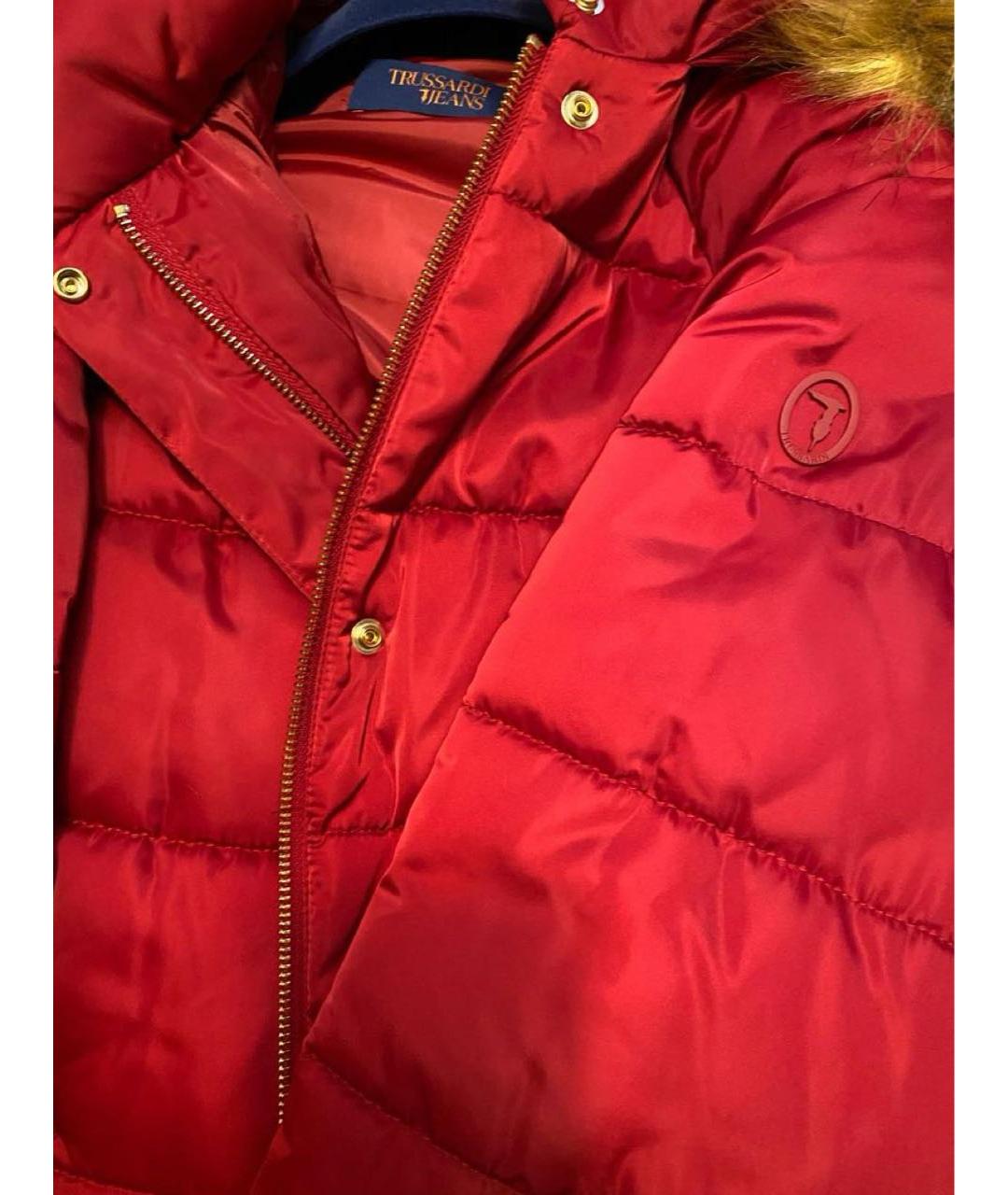 TRUSSARDI JEANS Бордовый полиамидовый пуховик, фото 4