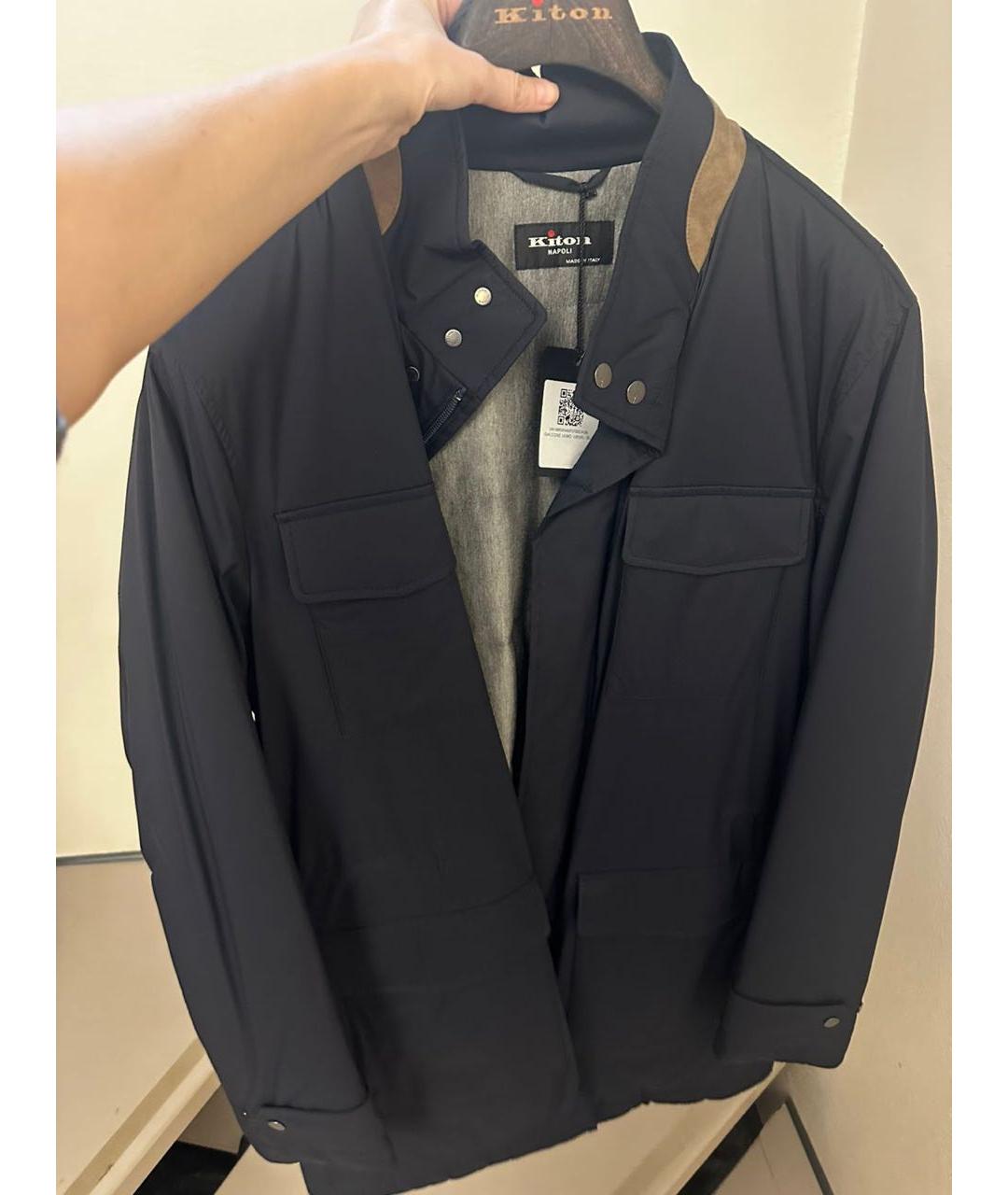 KITON Темно-синяя полиэстеровая куртка, фото 6