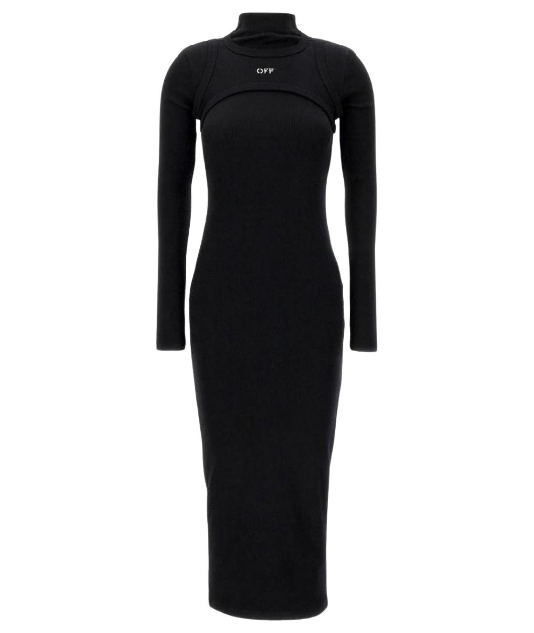 OFF-WHITE Черное хлопко-эластановое повседневное платье, фото 1