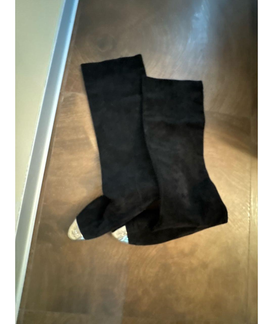 CHANEL Черные замшевые ботфорты, фото 9