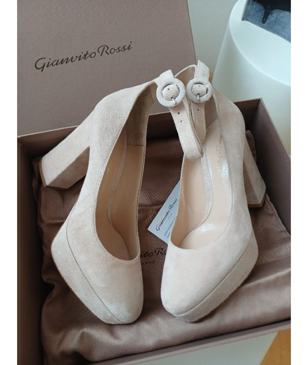 GIANVITO ROSSI Бежевые замшевые туфли, фото 6