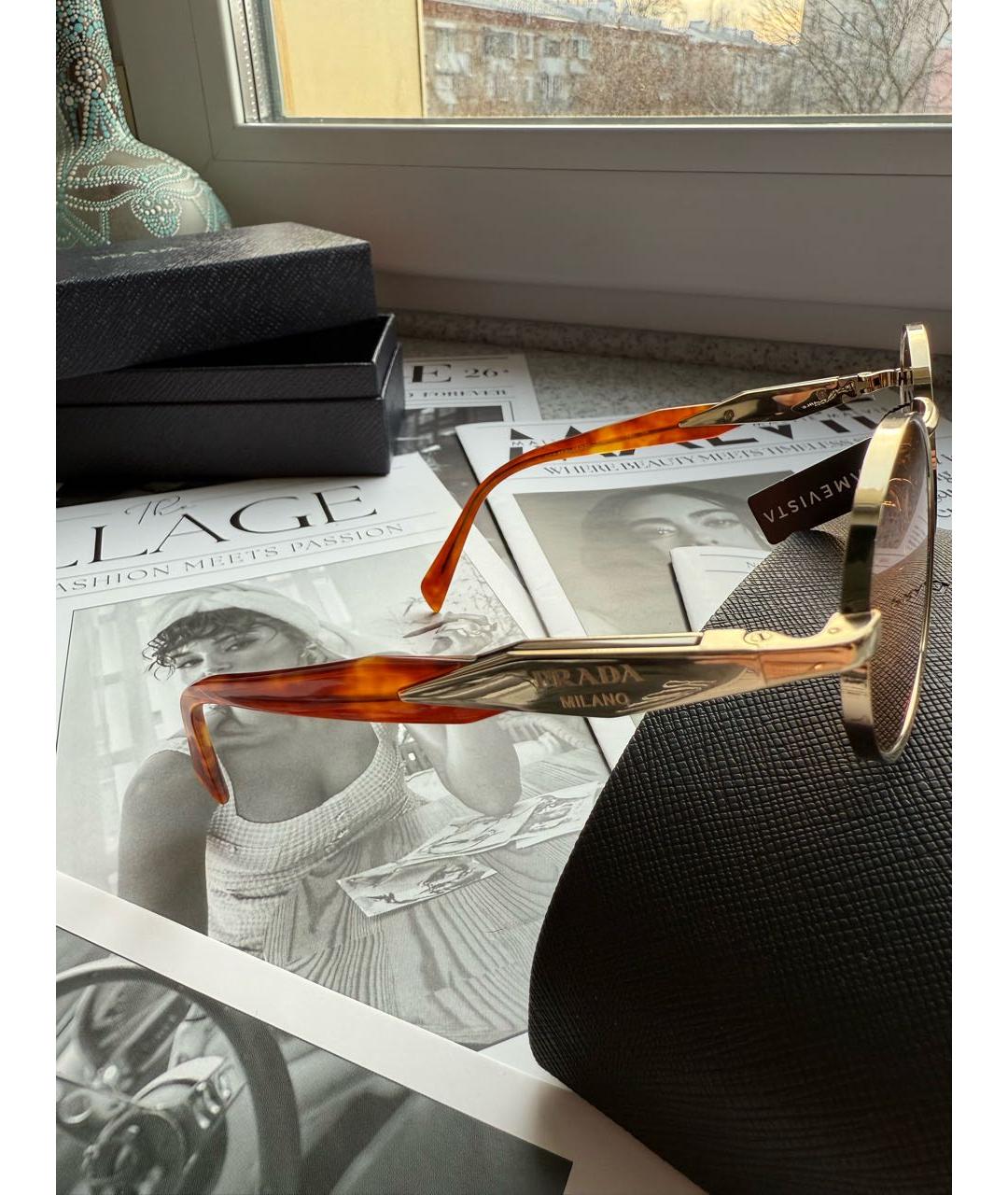 PRADA Оранжевое металлические солнцезащитные очки, фото 2