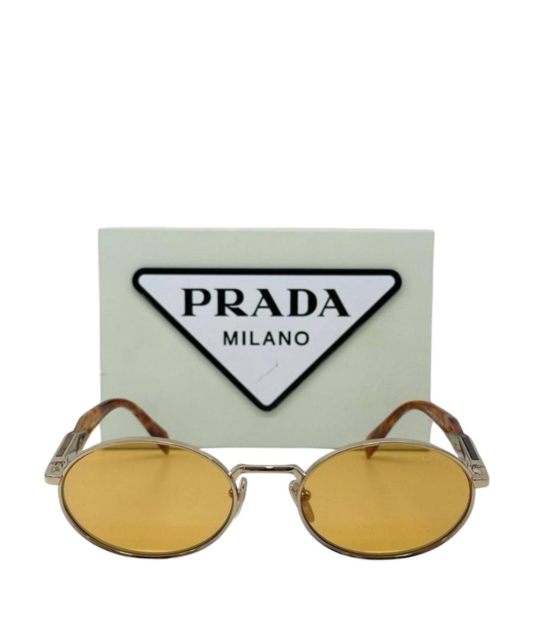 PRADA Оранжевое металлические солнцезащитные очки, фото 8