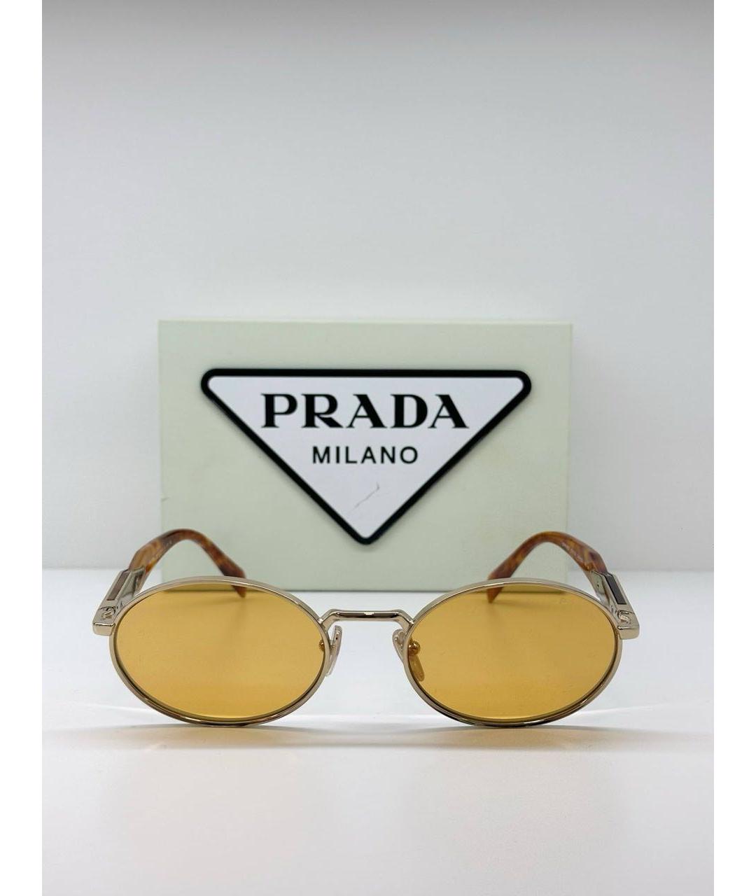 PRADA Оранжевое металлические солнцезащитные очки, фото 7