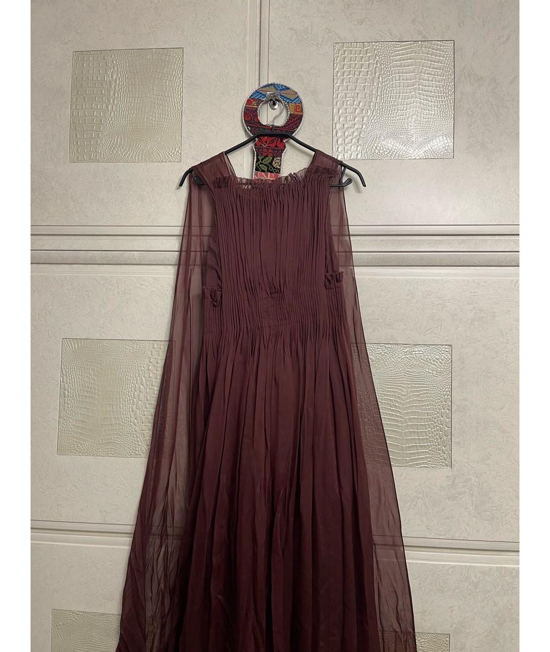 VALENTINO Бордовое шелковое вечернее платье, фото 5