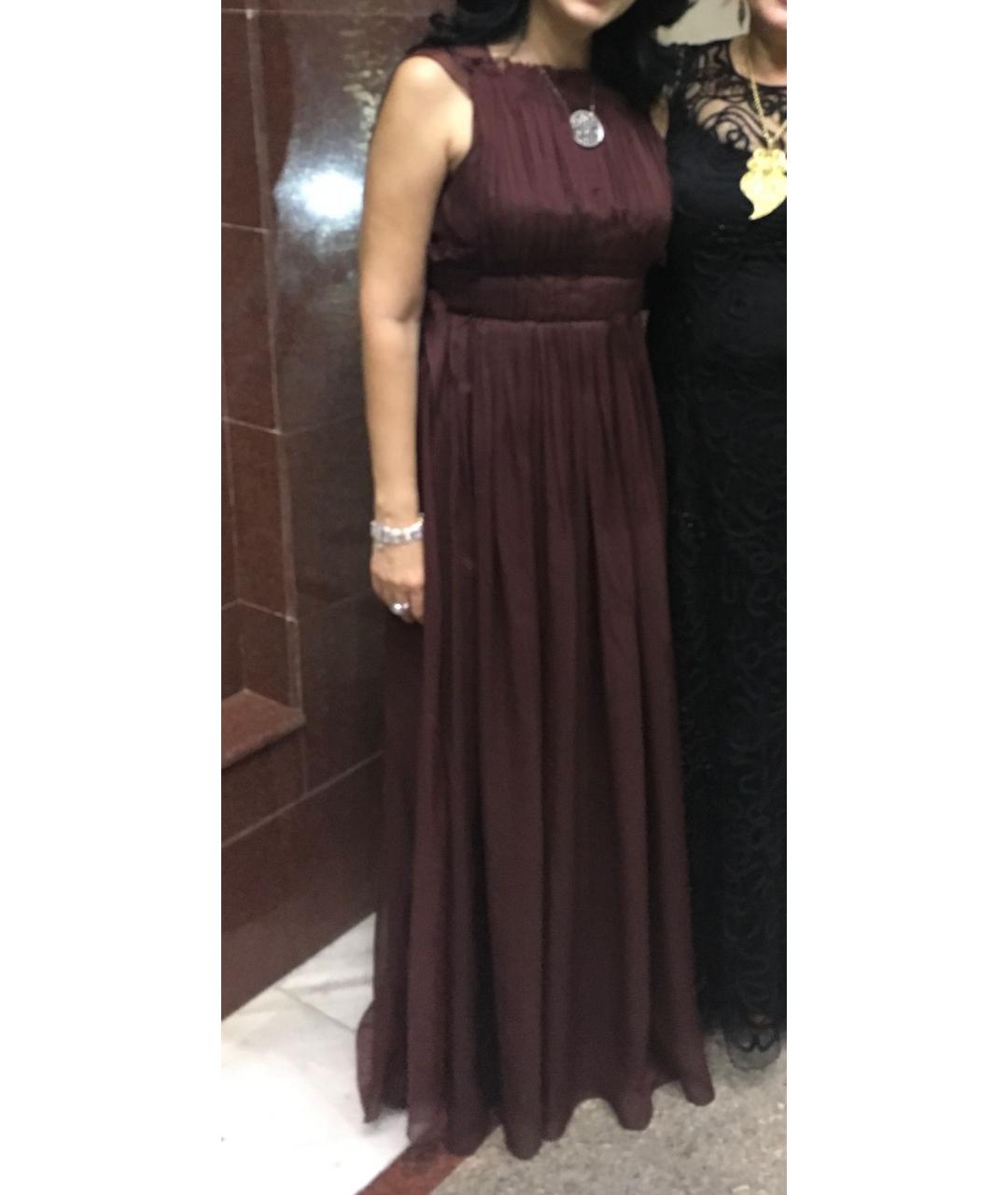 VALENTINO Бордовое шелковое вечернее платье, фото 3