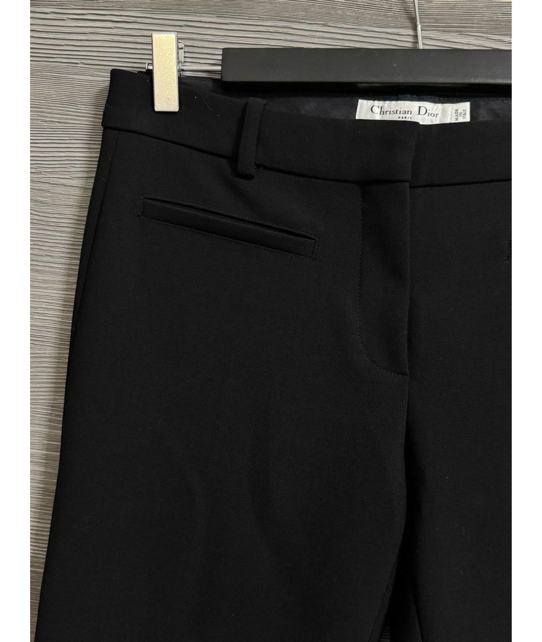 CHRISTIAN DIOR Черные шерстяные прямые брюки, фото 3