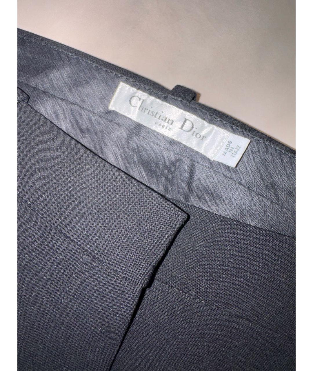 CHRISTIAN DIOR Черные шерстяные прямые брюки, фото 8