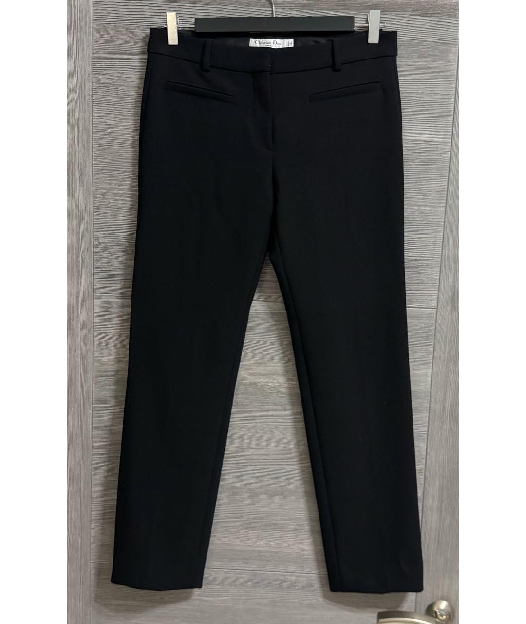 CHRISTIAN DIOR Черные шерстяные прямые брюки, фото 9