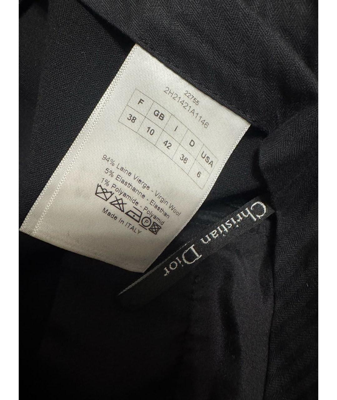 CHRISTIAN DIOR Черные шерстяные прямые брюки, фото 4