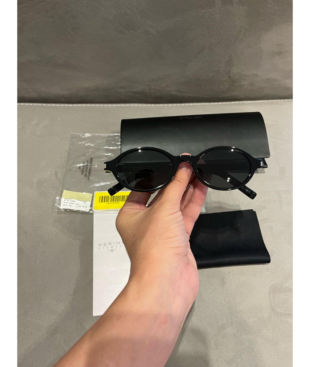 SAINT LAURENT Черные пластиковые солнцезащитные очки, фото 4