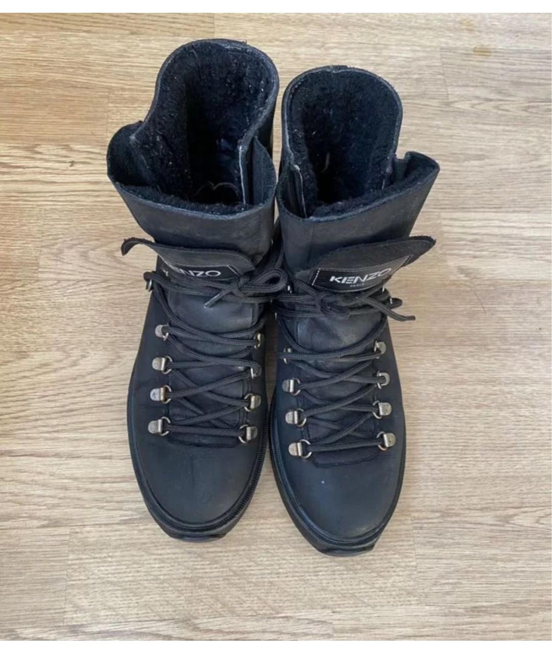 KENZO Черные кожаные ботинки, фото 4