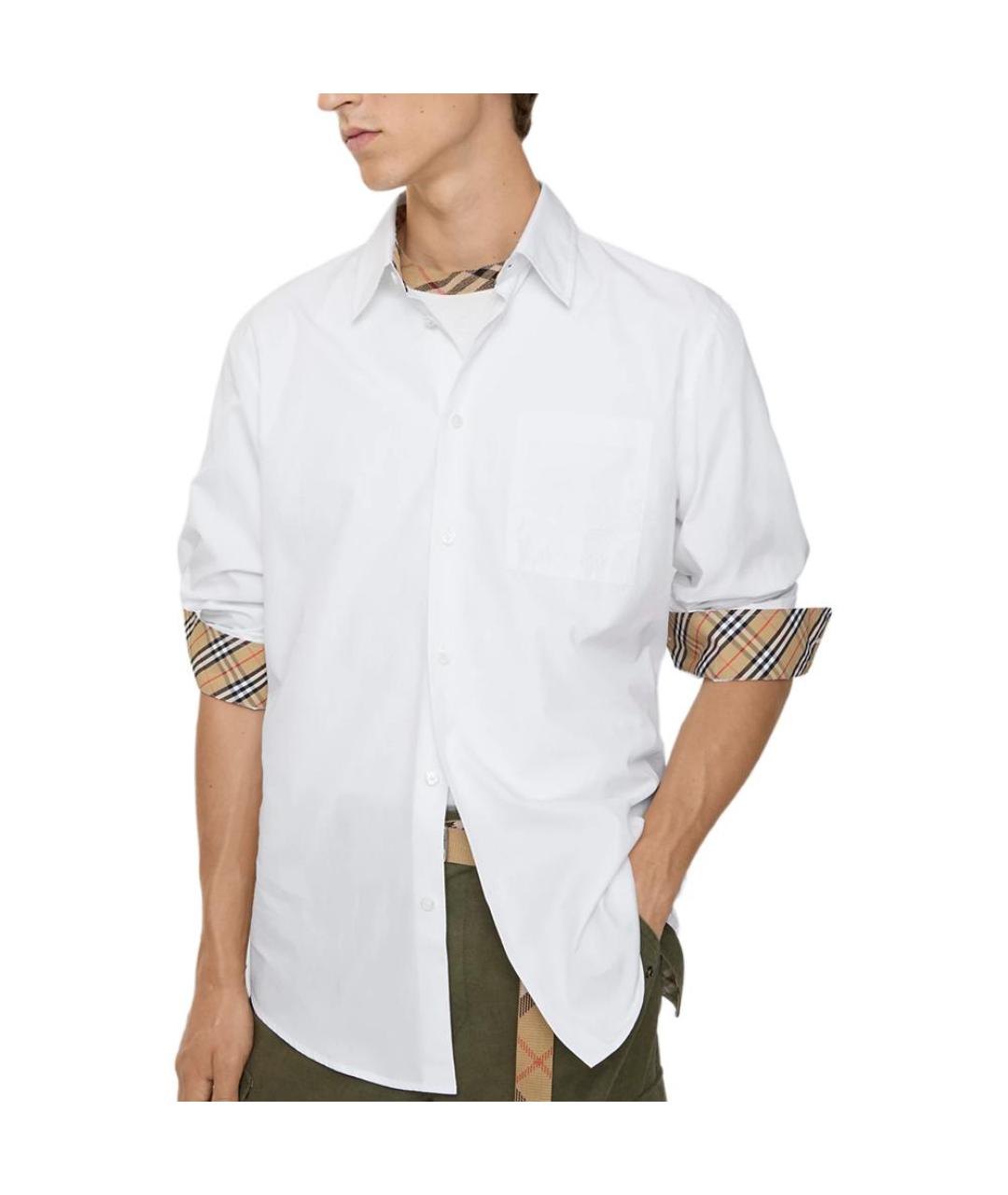 BURBERRY Белая хлопковая классическая рубашка, фото 3