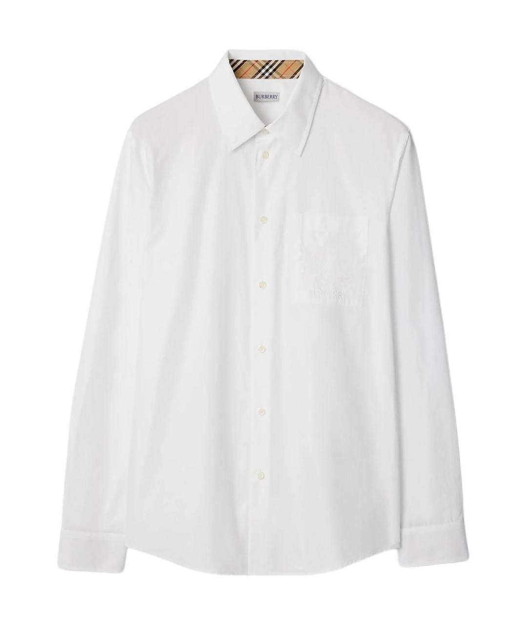 BURBERRY Белая хлопковая классическая рубашка, фото 1