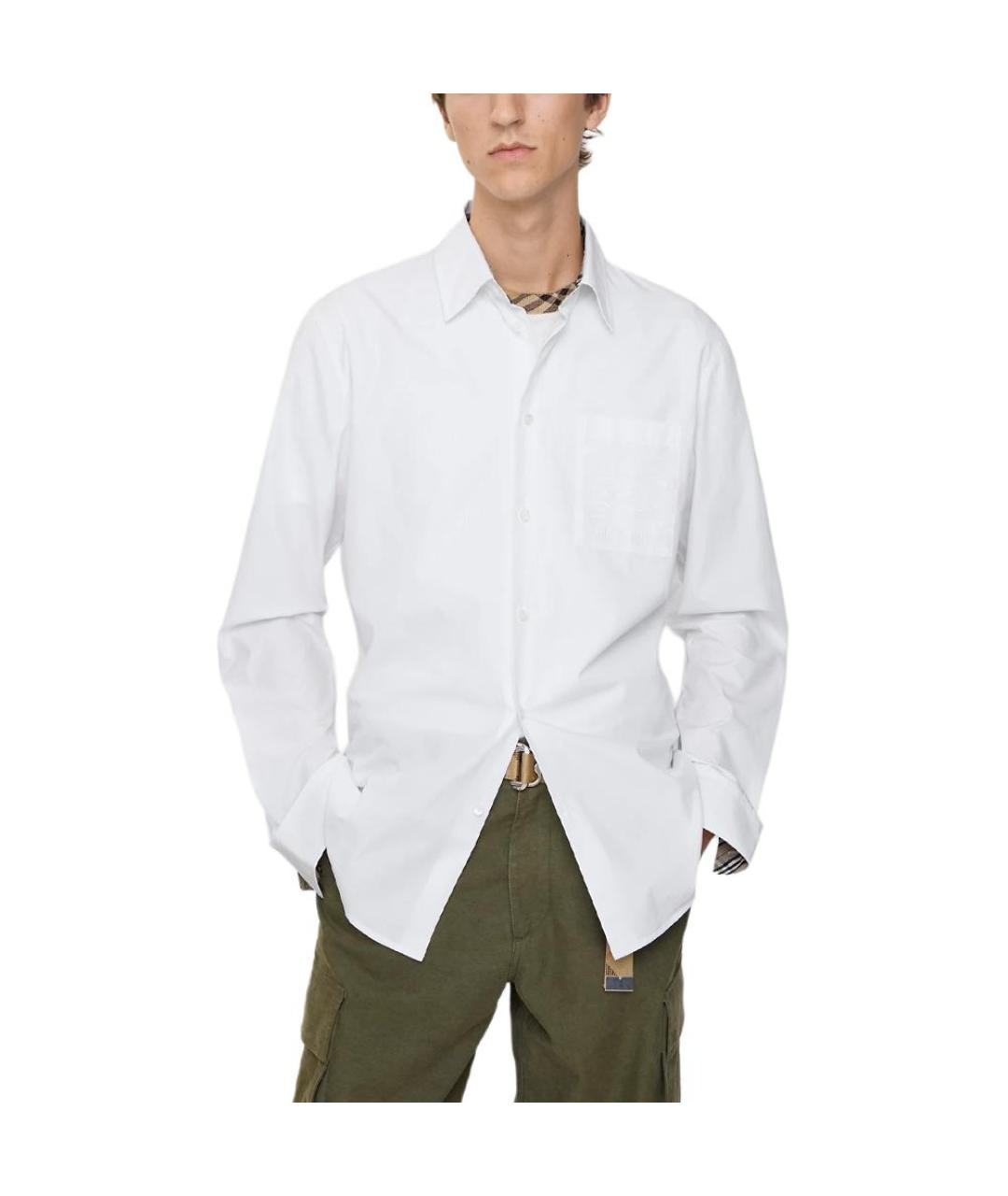 BURBERRY Белая хлопковая классическая рубашка, фото 2