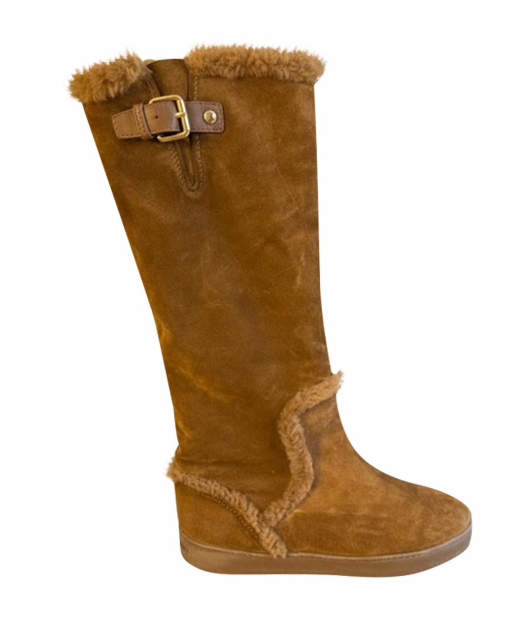 LOUIS VUITTON Коричневые замшевые сапоги, фото 1