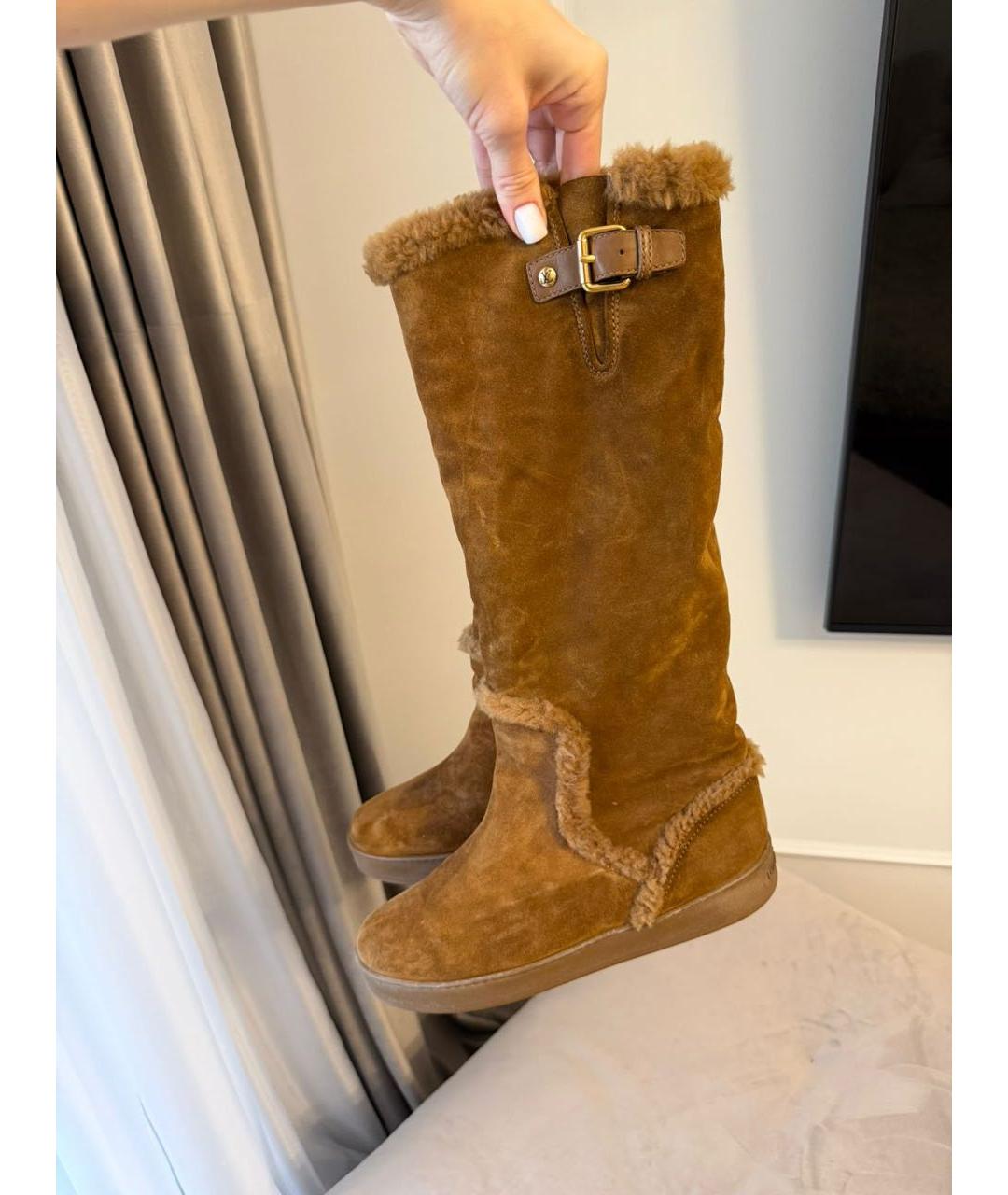 LOUIS VUITTON Коричневые замшевые сапоги, фото 3