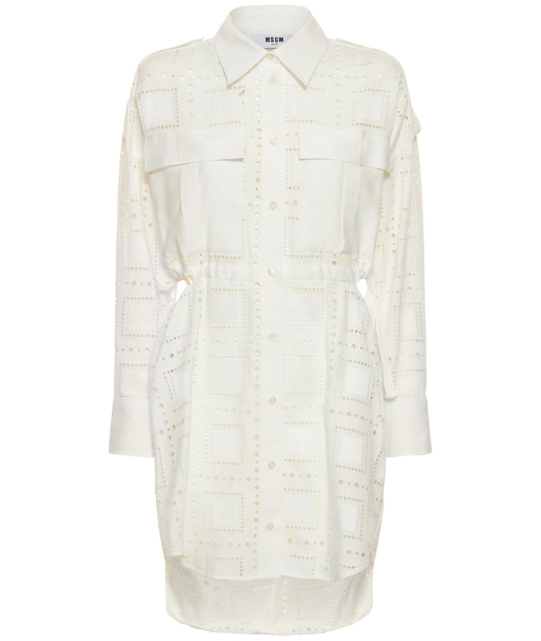 MSGM Белое хлопковое повседневное платье, фото 1