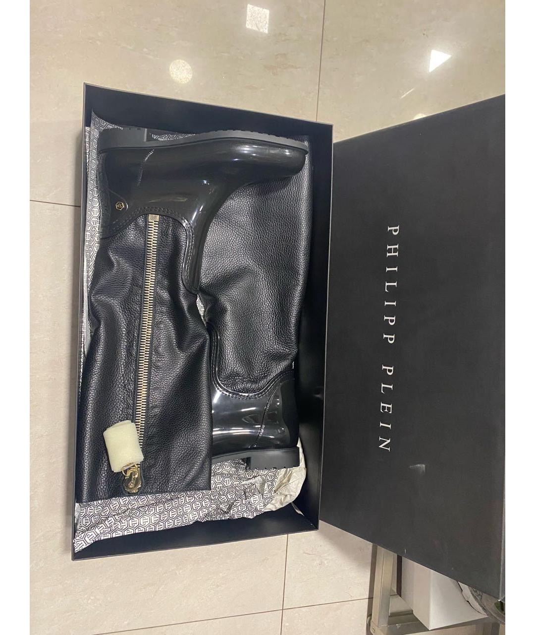 PHILIPP PLEIN Черные кожаные сапоги, фото 6