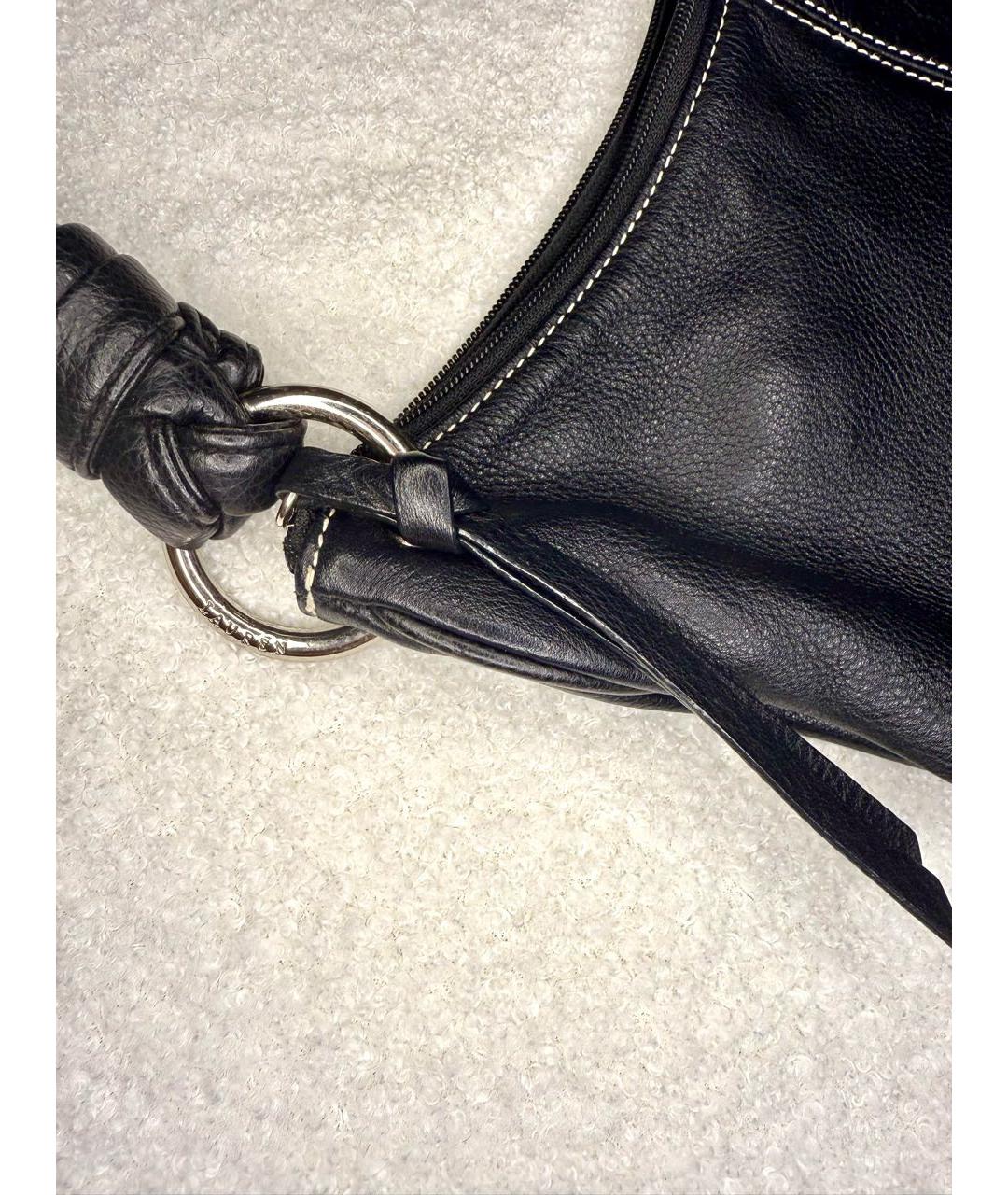 RALPH LAUREN Черная кожаная сумка с короткими ручками, фото 4