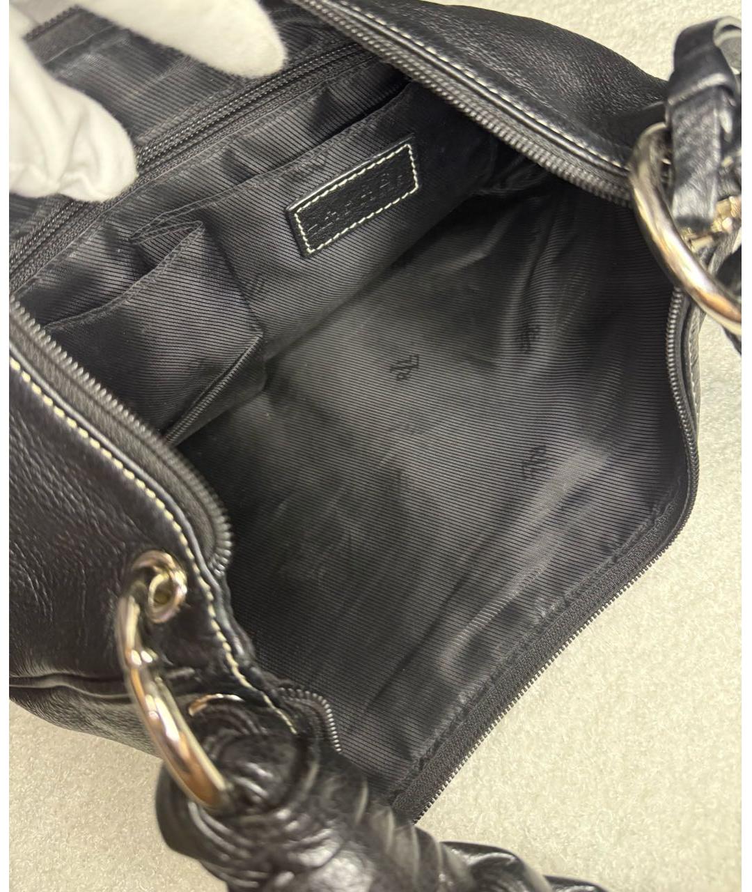 RALPH LAUREN Черная кожаная сумка с короткими ручками, фото 5