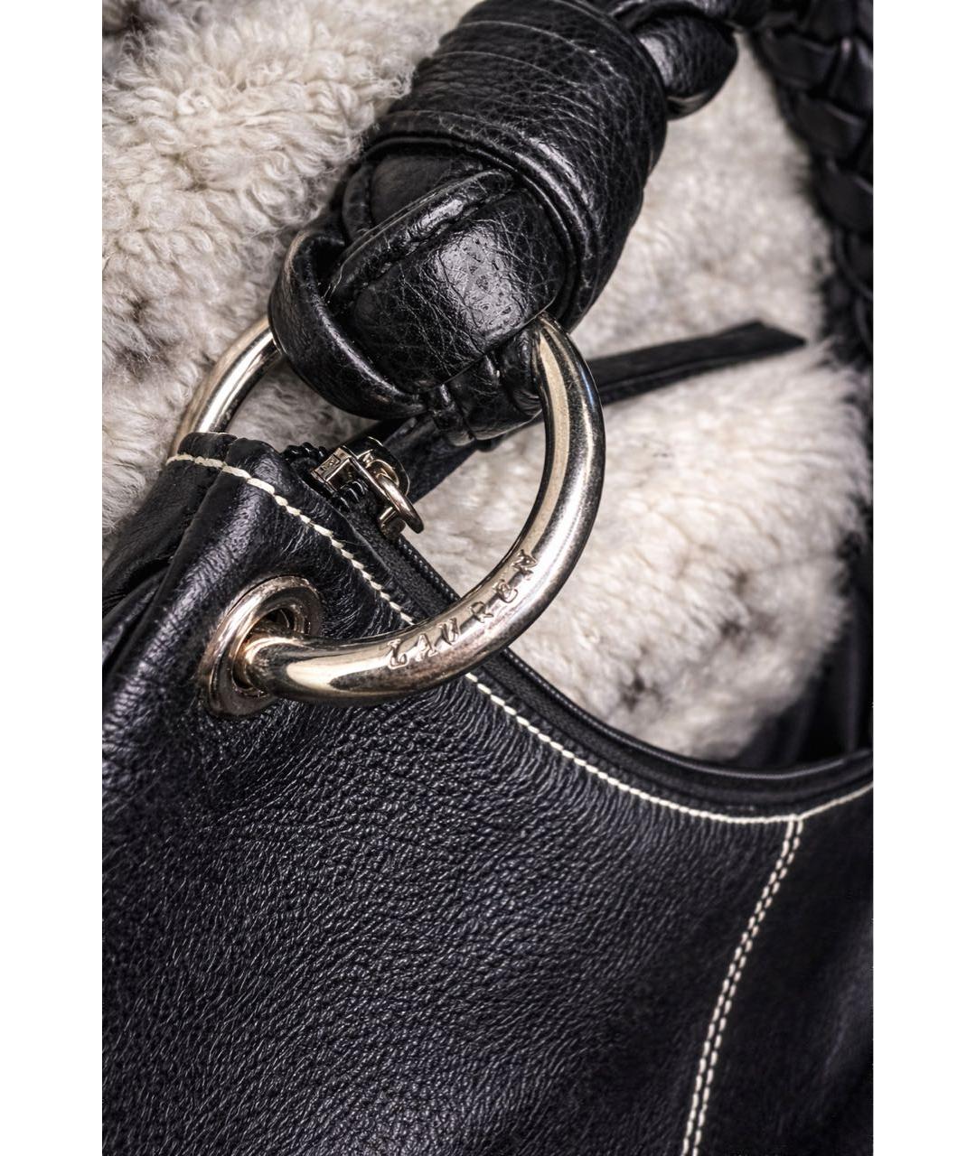 RALPH LAUREN Черная кожаная сумка с короткими ручками, фото 2