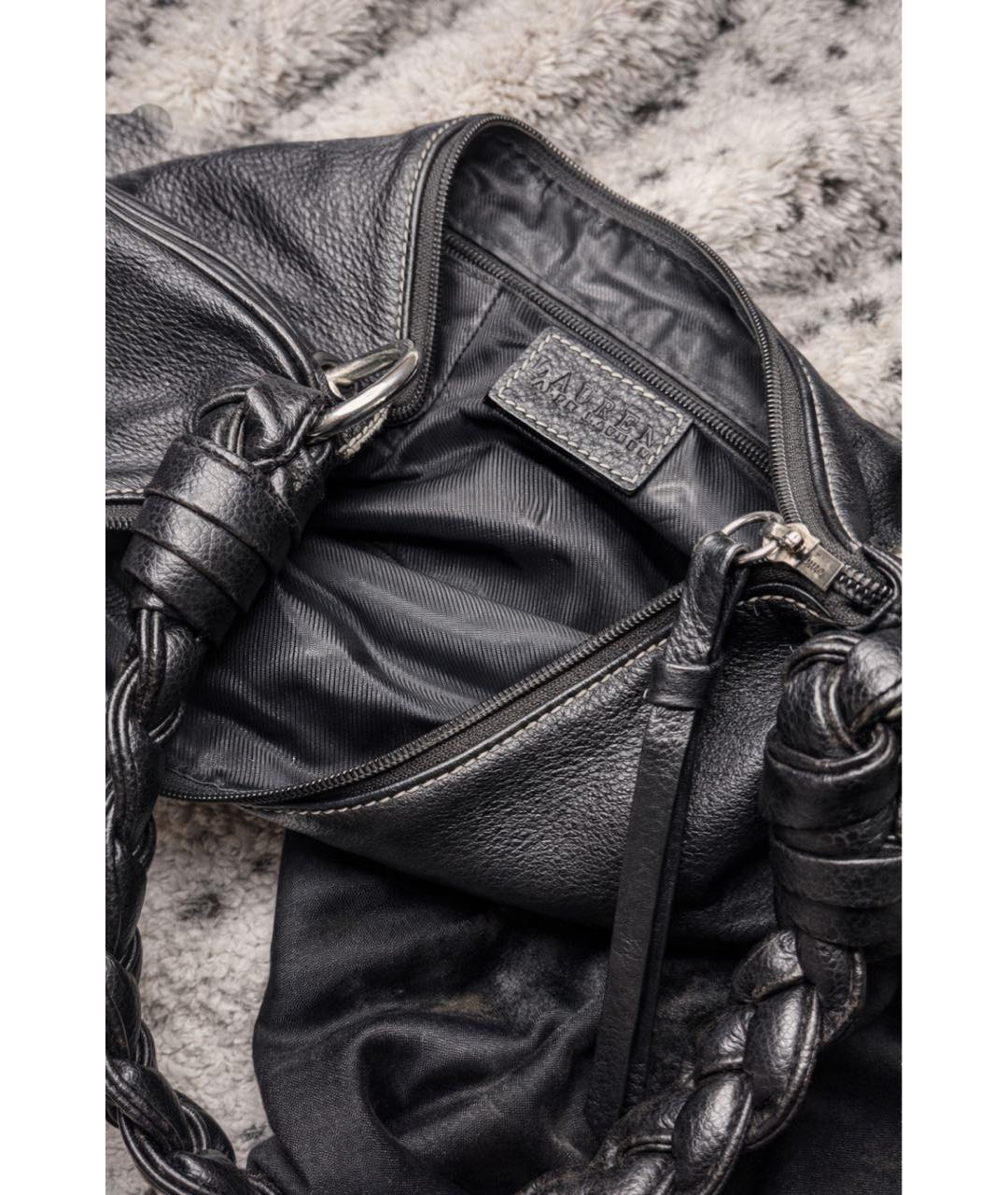 RALPH LAUREN Черная кожаная сумка с короткими ручками, фото 4