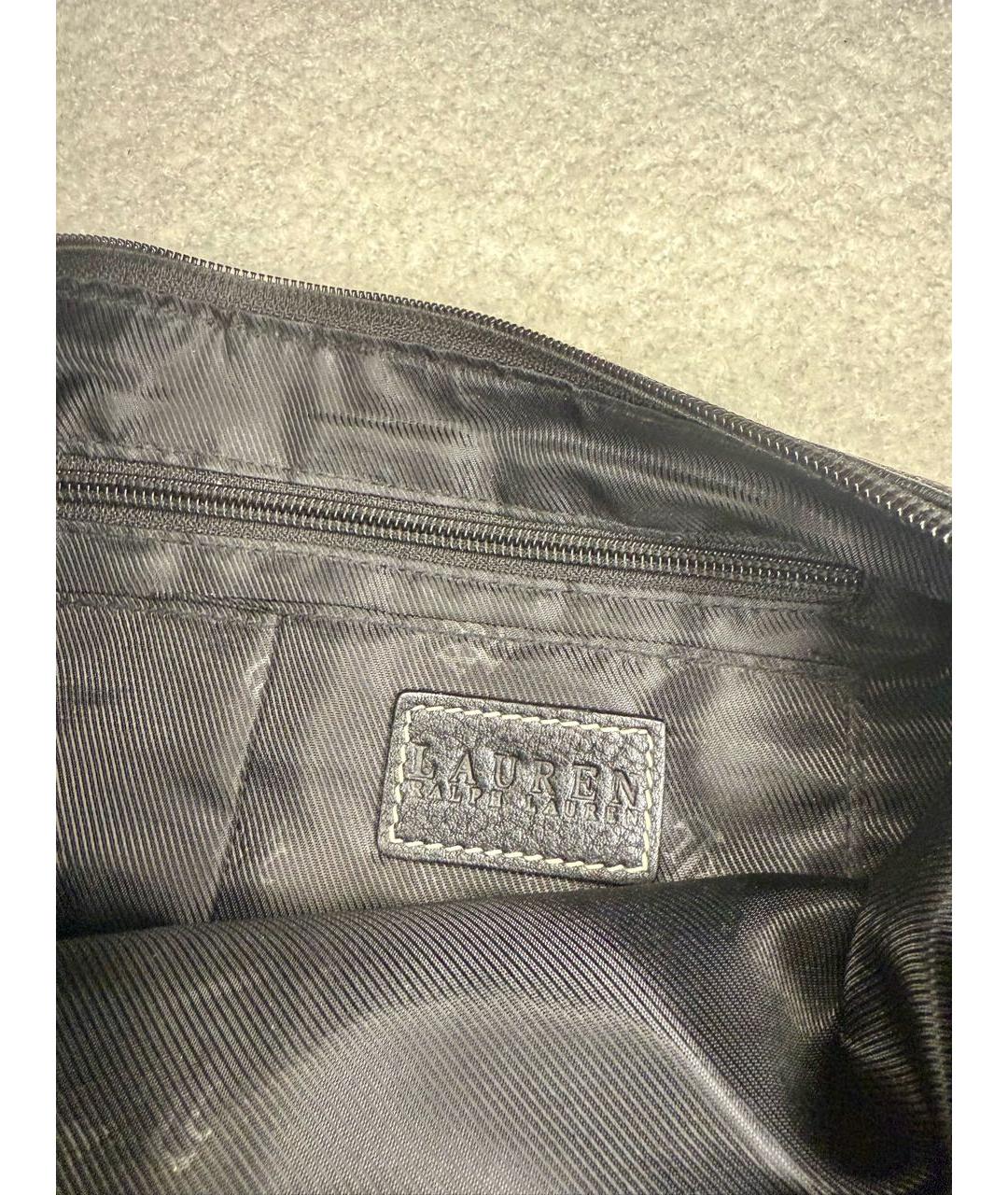 RALPH LAUREN Черная кожаная сумка с короткими ручками, фото 6