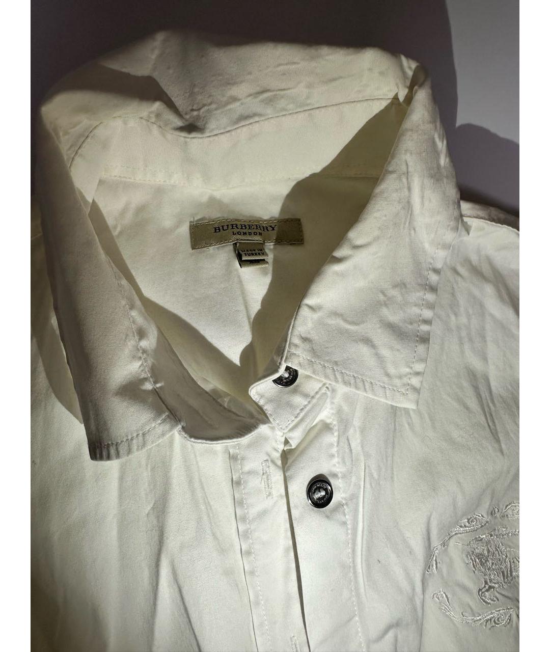 BURBERRY Белая хлопко-эластановая рубашка, фото 2