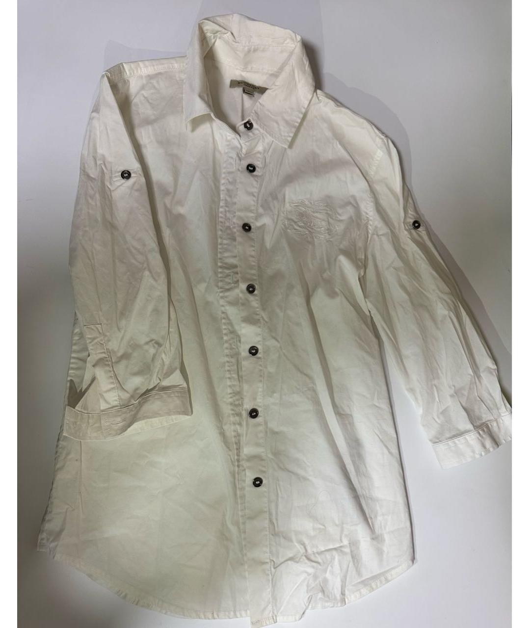 BURBERRY Белая хлопко-эластановая рубашка, фото 7