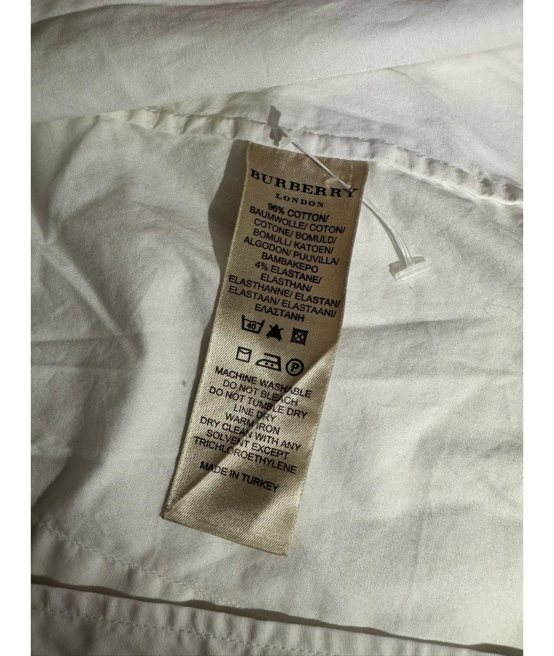 BURBERRY Белая хлопко-эластановая рубашка, фото 5