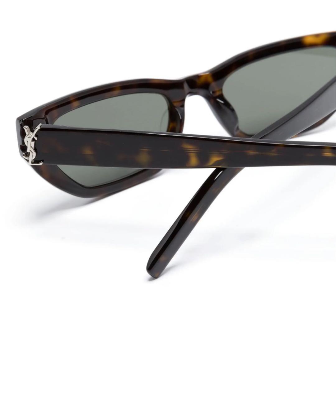 SAINT LAURENT Коричневые пластиковые солнцезащитные очки, фото 3