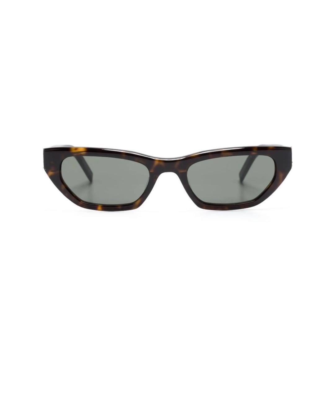 SAINT LAURENT Коричневые пластиковые солнцезащитные очки, фото 7