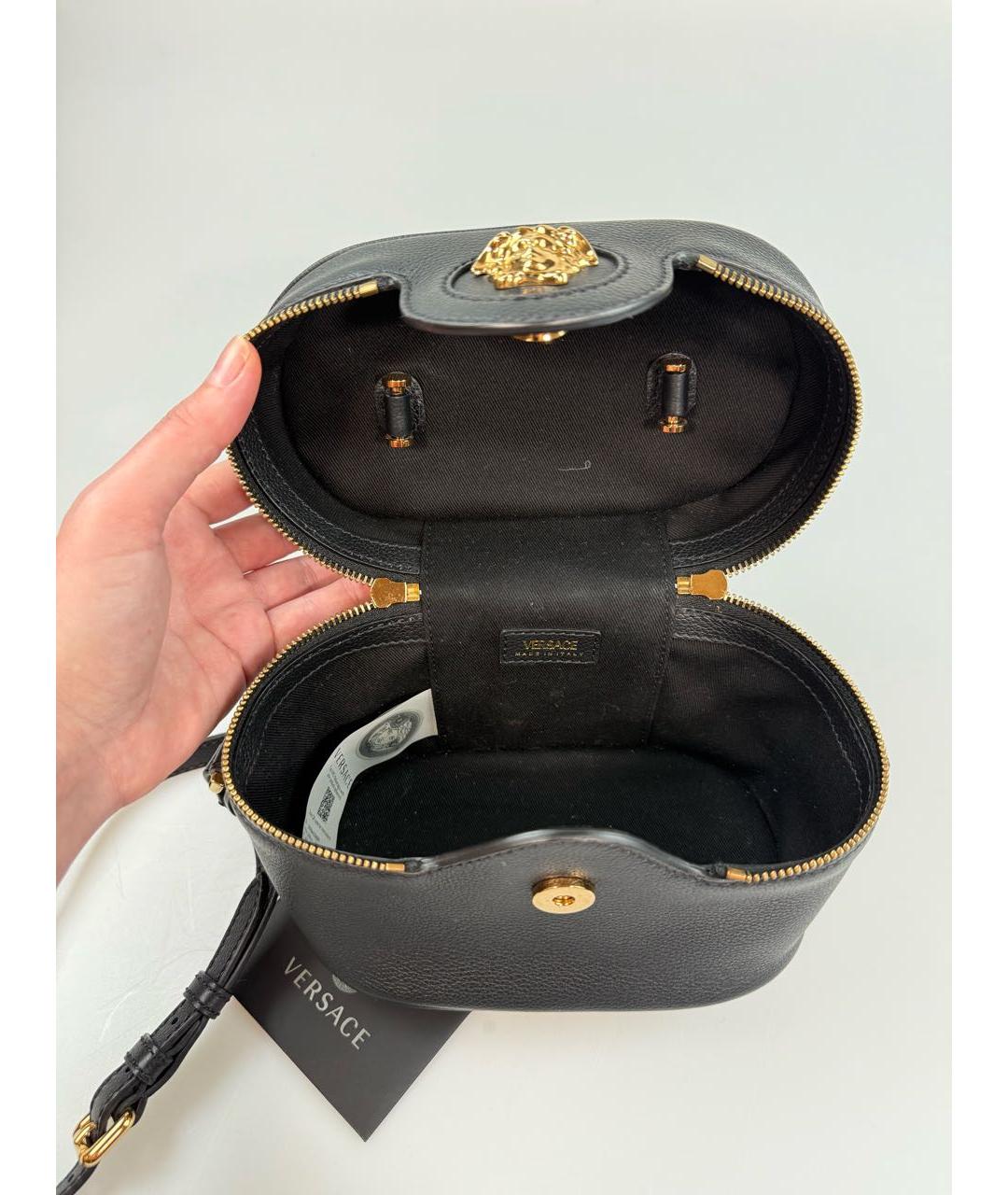 VERSACE Черная кожаная сумка через плечо, фото 4