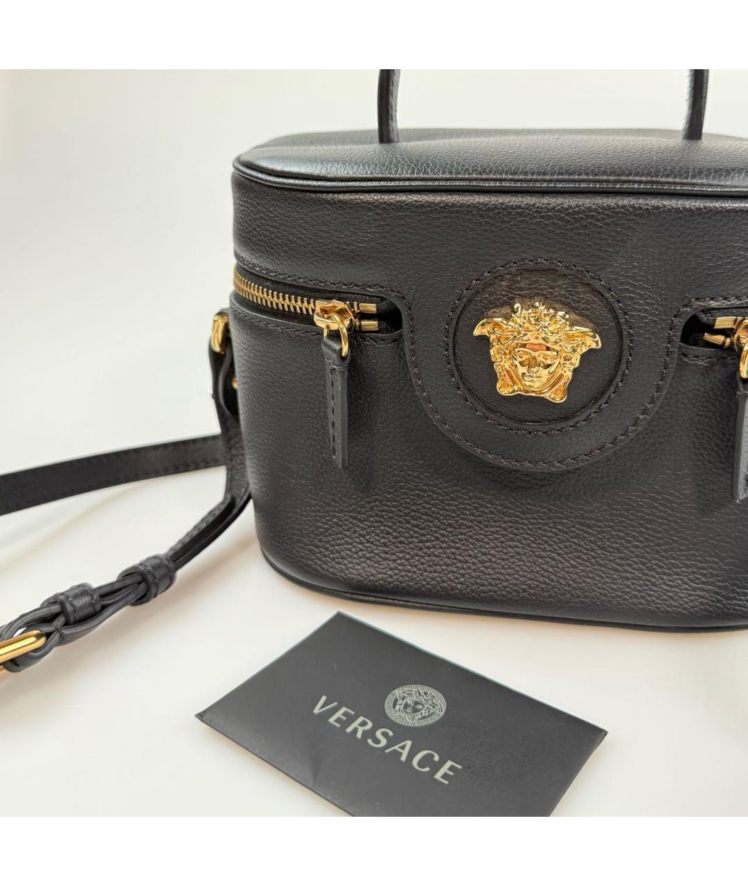 VERSACE Черная кожаная сумка через плечо, фото 5