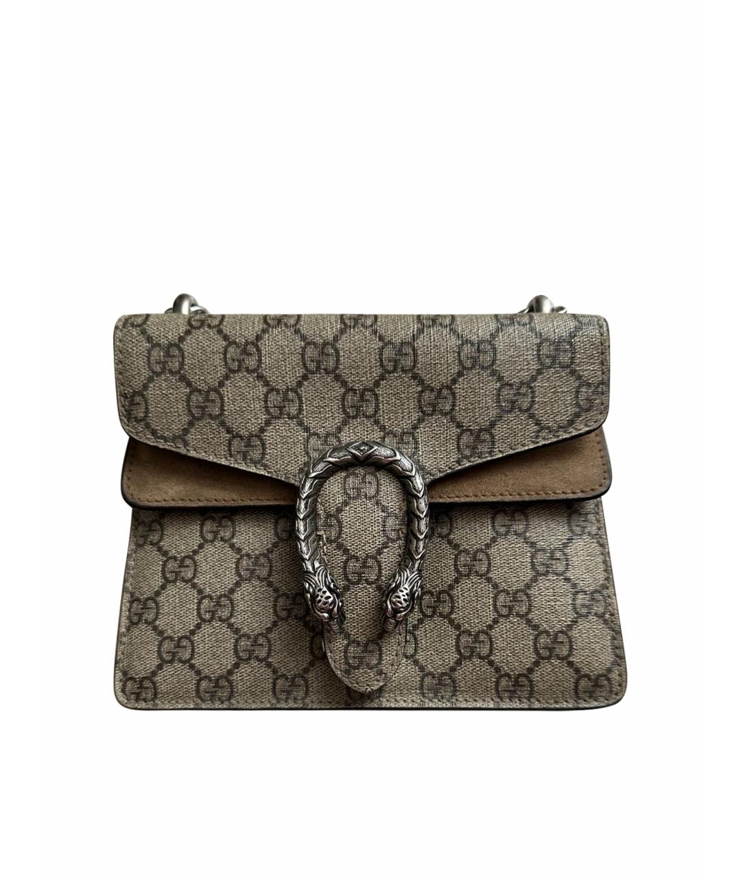 GUCCI Коричневая жаккардовая сумка через плечо, фото 1