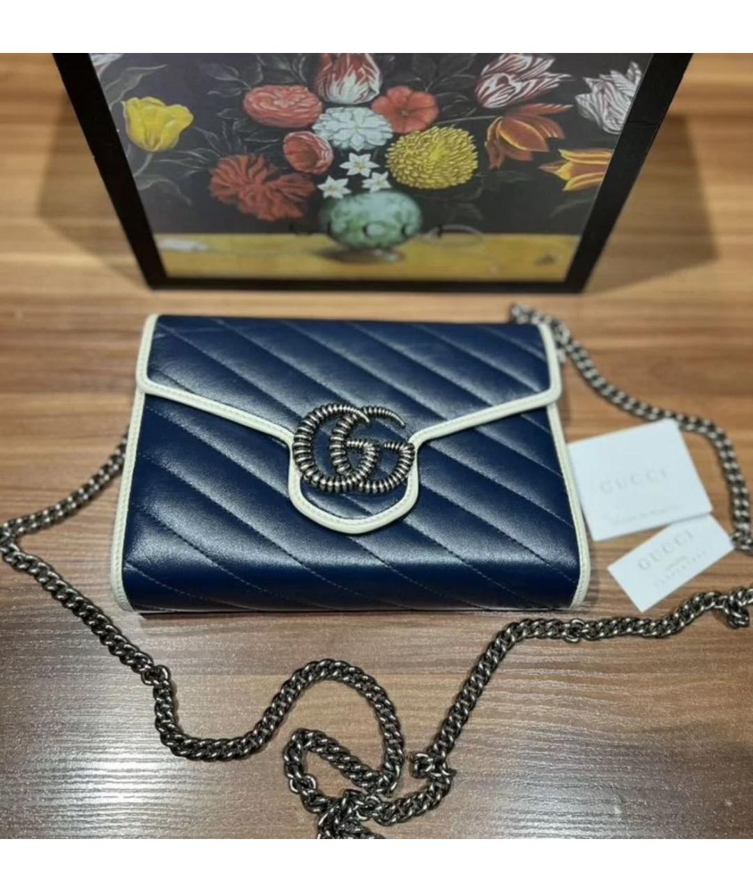 GUCCI Синяя кожаная сумка через плечо, фото 7