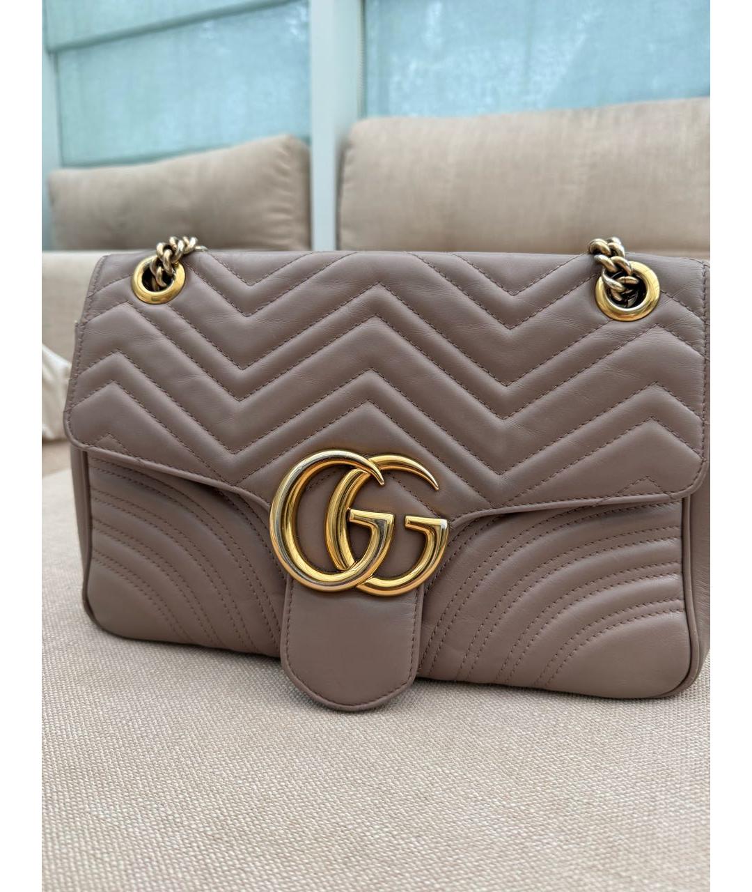 GUCCI Бежевая кожаная сумка через плечо, фото 9