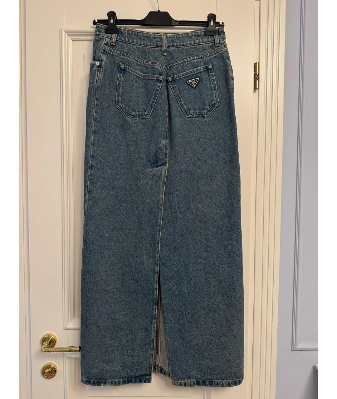 PRADA Голубая деним юбка макси, фото 3