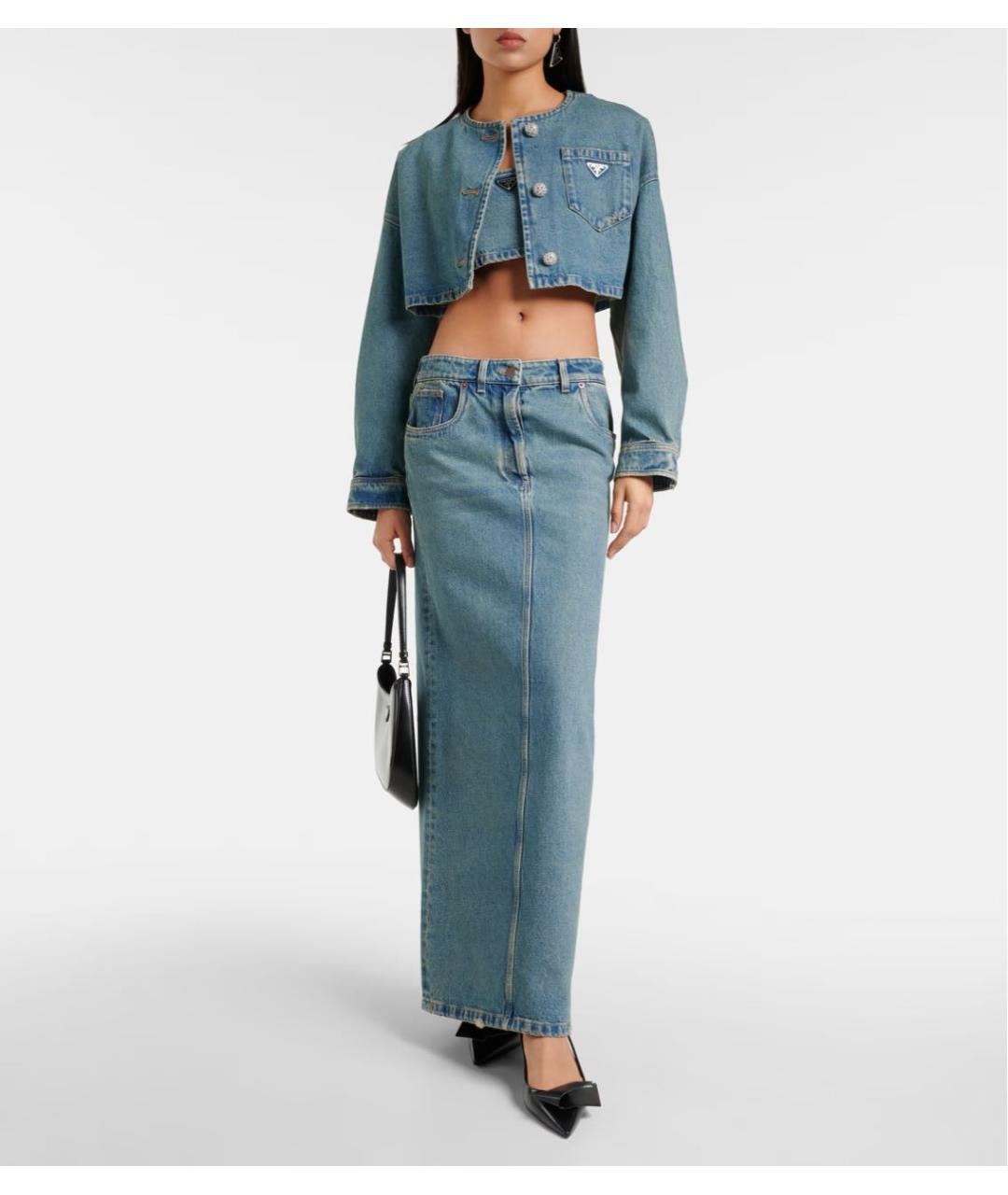 PRADA Голубая деним юбка макси, фото 2